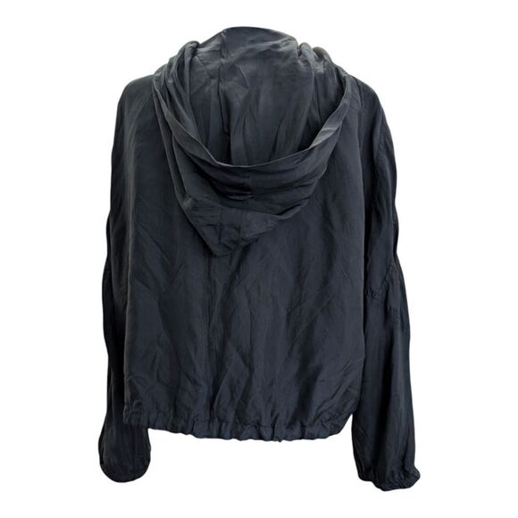 Unique DKNY black silk hooded bomber jacket size 4 small - Picture 7 of 11